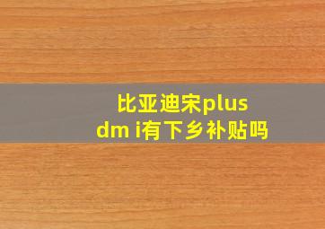 比亚迪宋plus dm i有下乡补贴吗